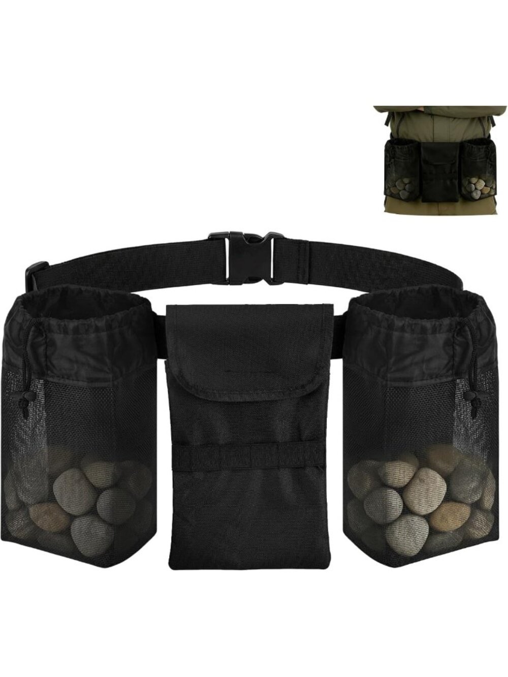 Hands-Free Rock Collecting Waist Bag with 3 Pouches for Outdoor Adventures